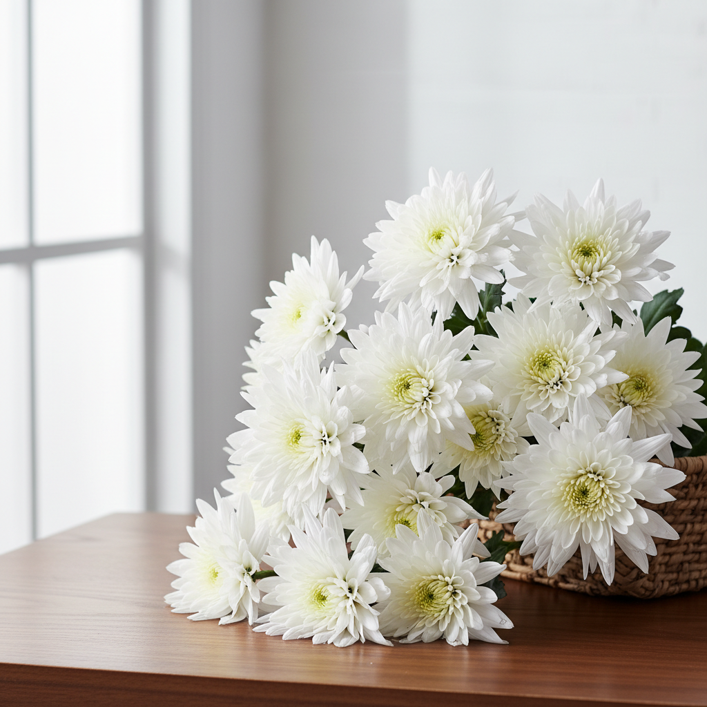 White chrysanthemum flowers
